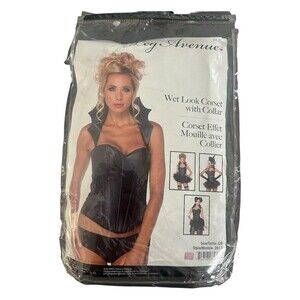 Leg Avenue Faux Vamp Corset with Silhouette Boning and Removable Collar Size L
